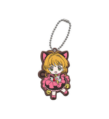 CARD CAPTOR SAKURA : CLEAR CARD HEN RUBBER KEYCHAIN - SAKURA KINOMOTO (cat)