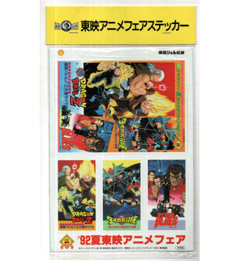 SHELL X TOEI ANIME FAIR '92 STICKERS - DRAGON BALL Z , DRAGON QUEST , ROKUDENASHI BLUES