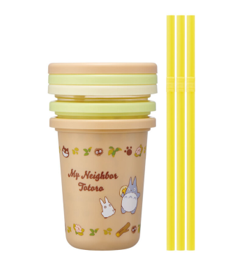 TONARI NO TOTORO 3 GLASSES WITH STRAWS SET